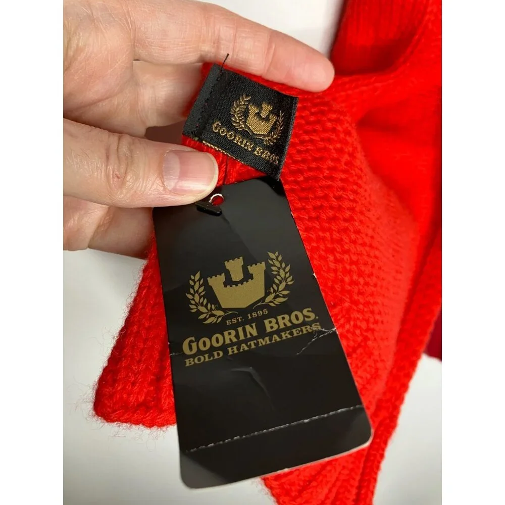 Goorin Bros Wool Cashmere Angora Blend Scarf Half Color Block Red New